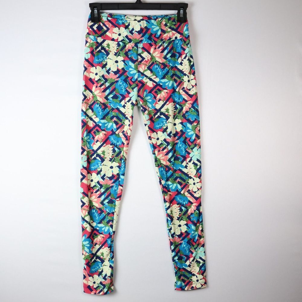 LuLaRoe leggings adult size OS‎ (one size) pink blue beige green colors flowers